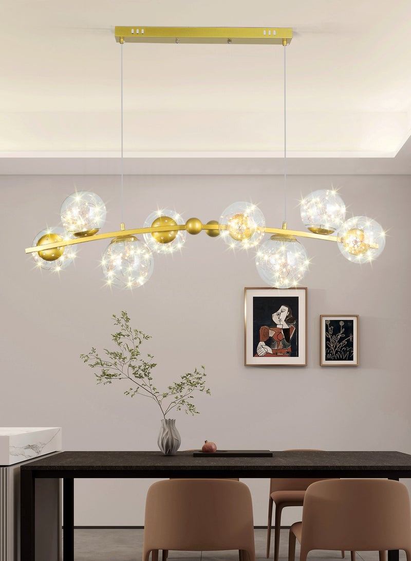 LED Nordic Gypsophila Chandelier,Modern Nordic Gold LED Chandelier Clear Glass Ball Long Pendant Lamp For Dining Room Bar Restaurant Coffee Shop Office Hanging Light,48W