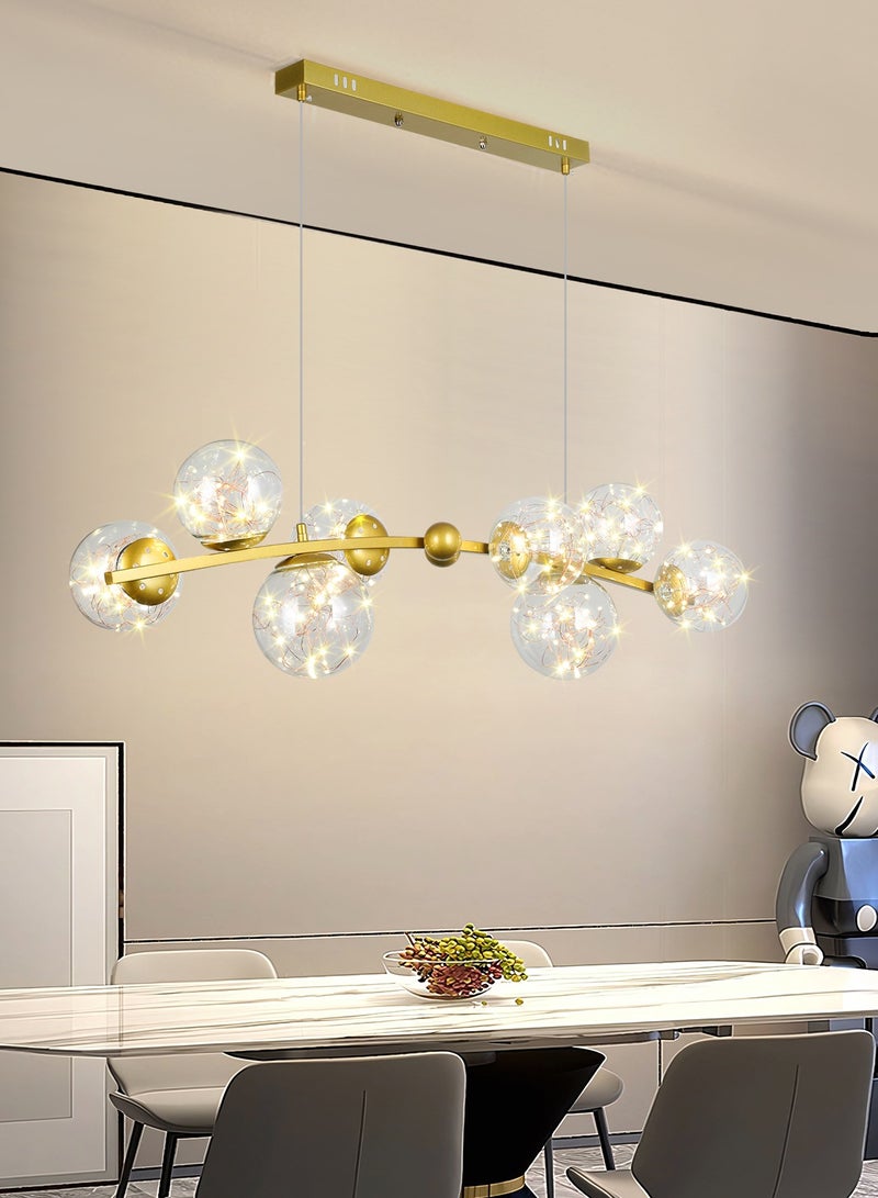 LED Nordic Gypsophila Chandelier,Modern Nordic Gold LED Chandelier Clear Glass Ball Long Pendant Lamp For Dining Room Bar Restaurant Coffee Shop Office Hanging Light,48W