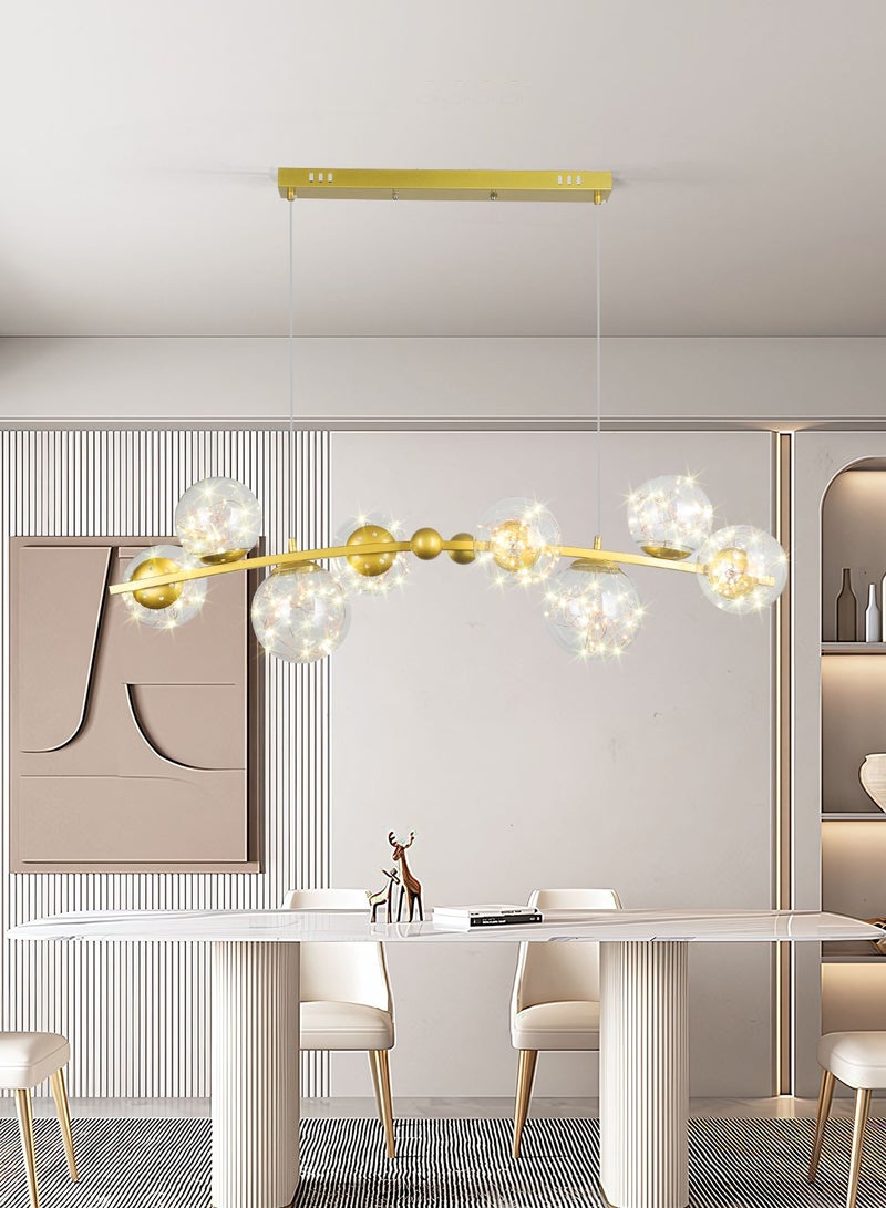 LED Nordic Gypsophila Chandelier,Modern Nordic Gold LED Chandelier Clear Glass Ball Long Pendant Lamp For Dining Room Bar Restaurant Coffee Shop Office Hanging Light,48W
