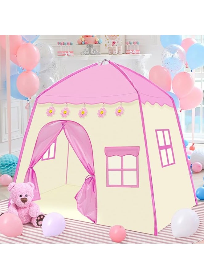 Generic Play tent for girls, princess tent indoor and outdoor tent for toddlers, princess and princess castle playhouse fairy gift, pink Oxford fabric  - Image 1