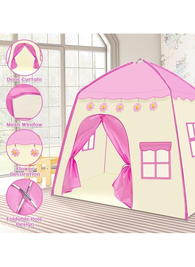 Generic Play tent for girls, princess tent indoor and outdoor tent for toddlers, princess and princess castle playhouse fairy gift, pink Oxford fabric  - Image 3