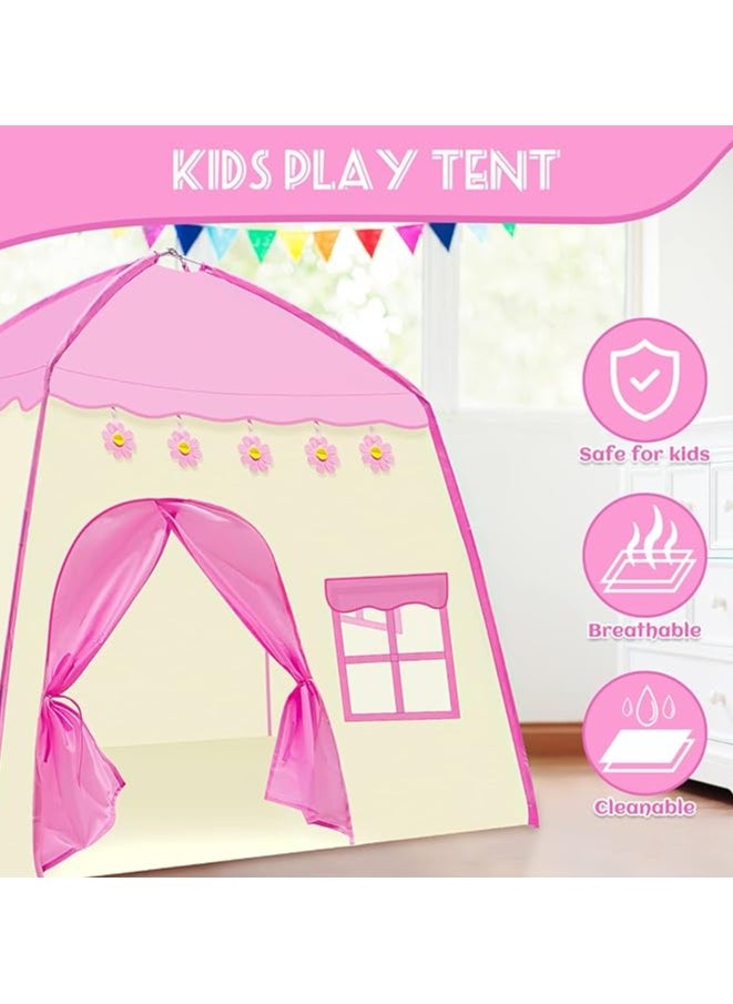 Generic Play tent for girls, princess tent indoor and outdoor tent for toddlers, princess and princess castle playhouse fairy gift, pink Oxford fabric  - Image 4