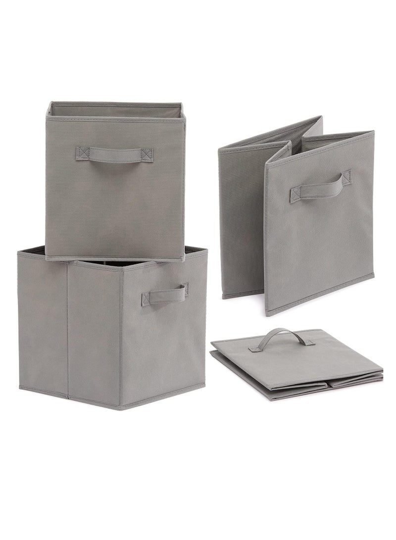 عربست منظم مكعبات تخزين قماش قابل للطي ، مجموعة من 4 صناديق تخزين قابلة للطي في المنزل ، سلال منظم حجيرة من القماش بمقابض مزدوجة ، صناديق تخزين مكعبة للرف ، المنزل والمكتب - Image 1