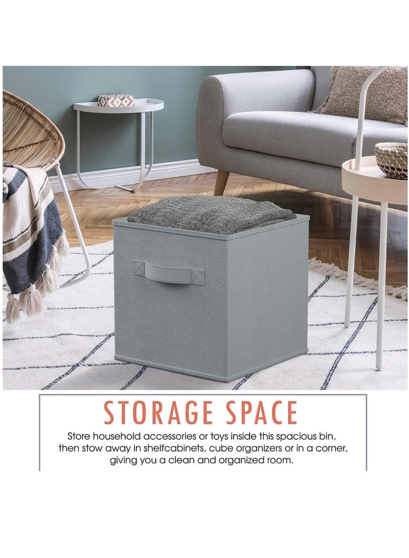 عربست منظم مكعبات تخزين قماش قابل للطي ، مجموعة من 4 صناديق تخزين قابلة للطي في المنزل ، سلال منظم حجيرة من القماش بمقابض مزدوجة ، صناديق تخزين مكعبة للرف ، المنزل والمكتب - Image 3