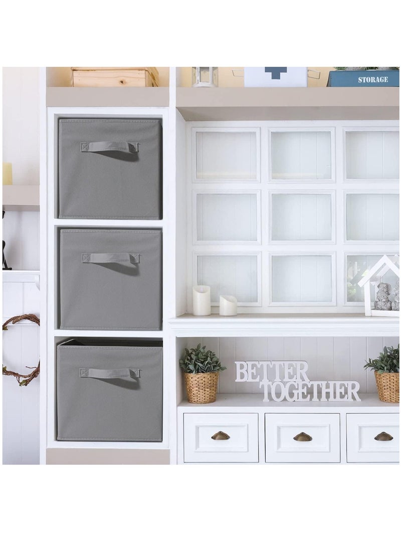 عربست منظم مكعبات تخزين قماش قابل للطي ، مجموعة من 4 صناديق تخزين قابلة للطي في المنزل ، سلال منظم حجيرة من القماش بمقابض مزدوجة ، صناديق تخزين مكعبة للرف ، المنزل والمكتب - Image 4