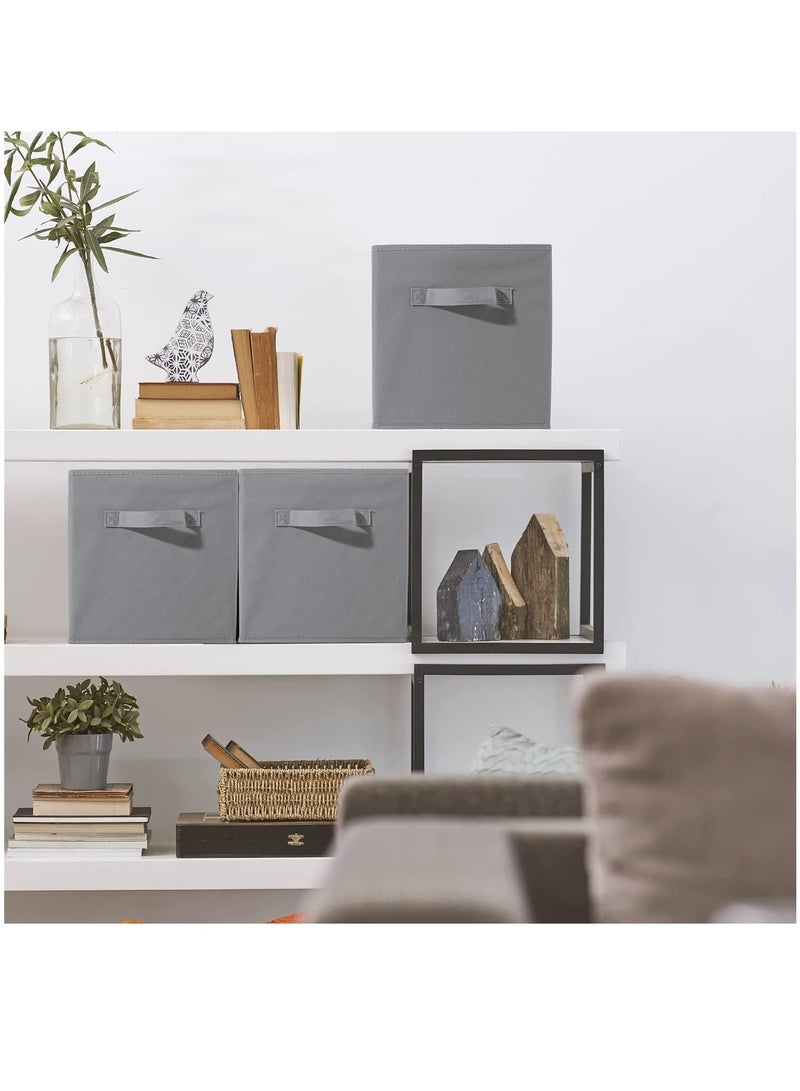 عربست منظم مكعبات تخزين قماش قابل للطي ، مجموعة من 4 صناديق تخزين قابلة للطي في المنزل ، سلال منظم حجيرة من القماش بمقابض مزدوجة ، صناديق تخزين مكعبة للرف ، المنزل والمكتب - Image 2