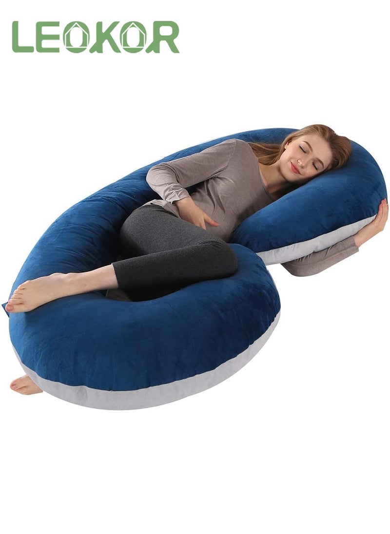 LEOKOR Maternity Body Pillow, Pregnancy Pillow with Velvet Cover, C Shaped Body Pillow for Back, Legs and Belly Support, Comfortable Slumber for Pregnant Women  - Image 1