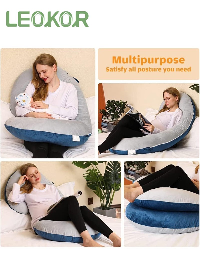 LEOKOR Maternity Body Pillow, Pregnancy Pillow with Velvet Cover, C Shaped Body Pillow for Back, Legs and Belly Support, Comfortable Slumber for Pregnant Women  - Image 3