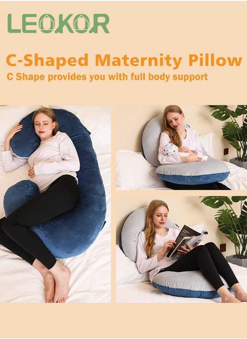 LEOKOR Maternity Body Pillow, Pregnancy Pillow with Velvet Cover, C Shaped Body Pillow for Back, Legs and Belly Support, Comfortable Slumber for Pregnant Women  - Image 5