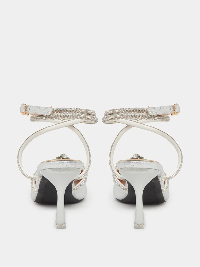 Sneak-a-Peek Sneak-a-Peek Rhinestone Embellished Pointed Toe Ankle Strap Shoes