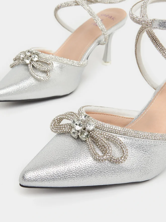 Sneak-a-Peek Sneak-a-Peek Rhinestone Embellished Pointed Toe Ankle Strap Shoes