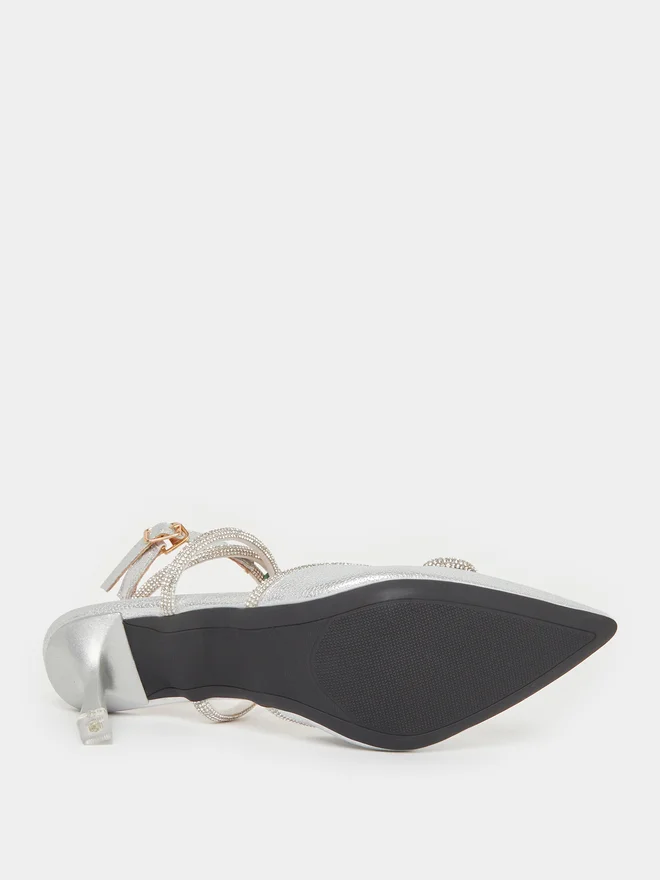 Sneak-a-Peek Sneak-a-Peek Rhinestone Embellished Pointed Toe Ankle Strap Shoes