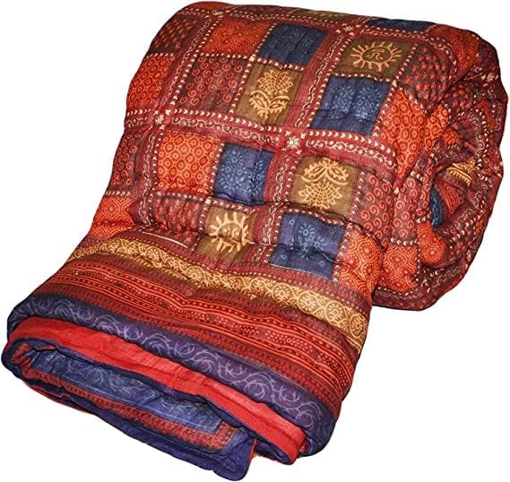 DEILYVERY Traditional Famous Jaipuri Beautiful Print Jaipuri RajaiRazaiQuilt Single Bed QuiltComforterAc QuiltAc Comforter Lightweight Dabu Multi Single Dabu - Image 1