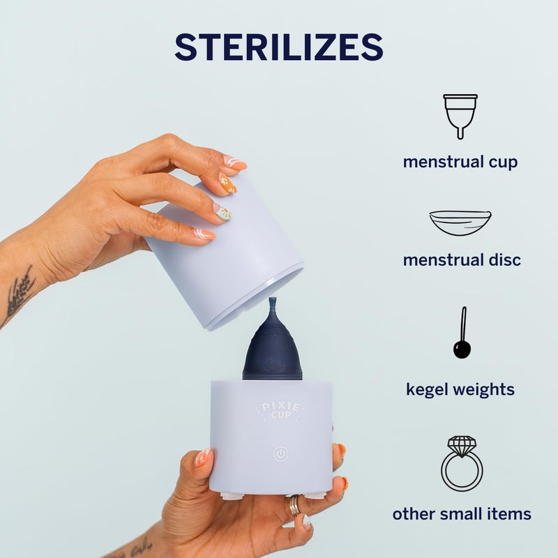 Pixie Cup Pixie Menstrual Cup & Disc Steamer Sterilizer 2.0 - Kills 99.9% of Germs with Cleaner Steam - Wash Your Period Cup in 3 Minutes! - The Most Asked for Sensor On-Off Button & Must Have Cylinder Shape - Image 2