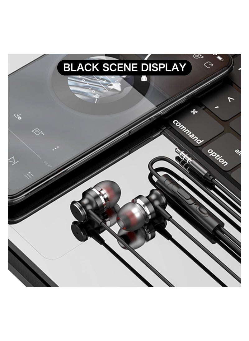 Tingwode - Tingwode T609 Metal Wired Music Earphone With HD Sound And Microphone For Mobile Phone 1.2 M - Black - Image 1