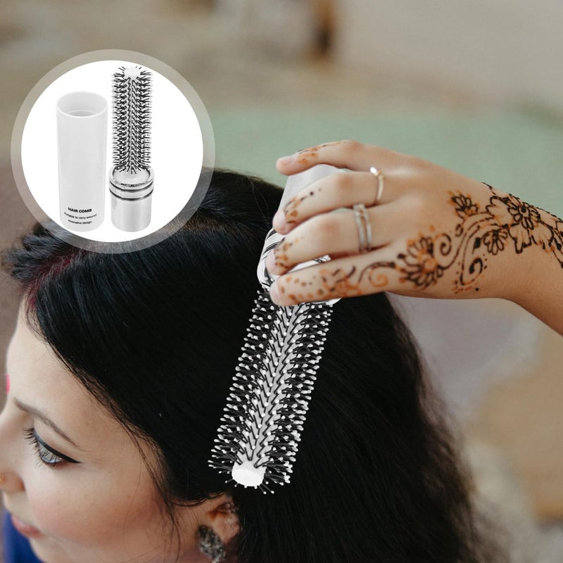 Veemoon Portable Round Curling Brush, Travel Blow Drying Hair Brush Small Bang Hairbrush - Retractable Design Bristles Ideal - Curling & Straightening Blow Drying, Styling Curly, Short Long Hair - Image 4