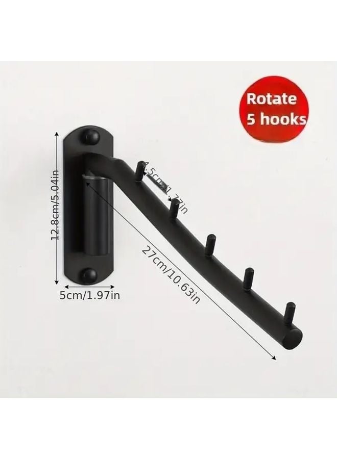 2pcs Black Wall Mounted Rotating Clothes Hook 44 lbs Capacity Stainless Steel Space Saving Hanger Rack - Image 4