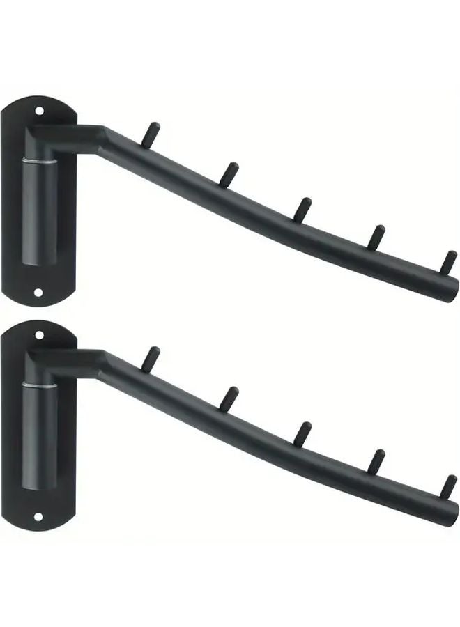 2pcs Black Wall Mounted Rotating Clothes Hook 44 lbs Capacity Stainless Steel Space Saving Hanger Rack - Image 1