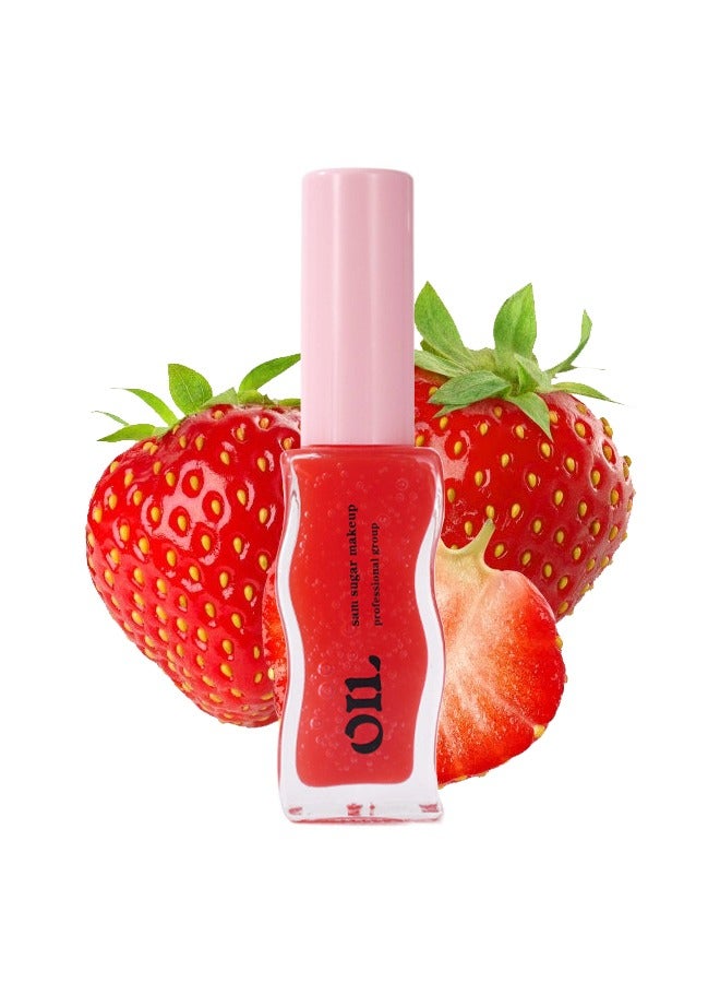 سكر سام زيت الشفاه ، ملمع شفاه مرطب بزيت الشفاه بالعسل برائحة العسل الاستوائية ، تركيبة عالية اللمعان غير لزجة للشفاه الجافة ، # 05 فراولة - Image 1