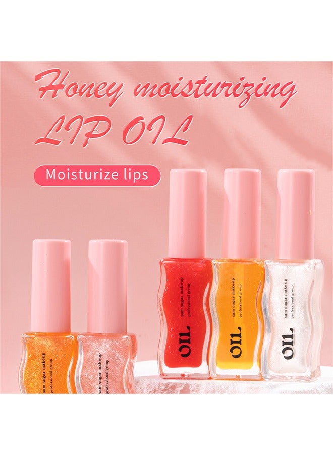 سكر سام زيت الشفاه ، ملمع شفاه مرطب بزيت الشفاه بالعسل برائحة العسل الاستوائية ، تركيبة عالية اللمعان غير لزجة للشفاه الجافة ، # 05 فراولة - Image 3