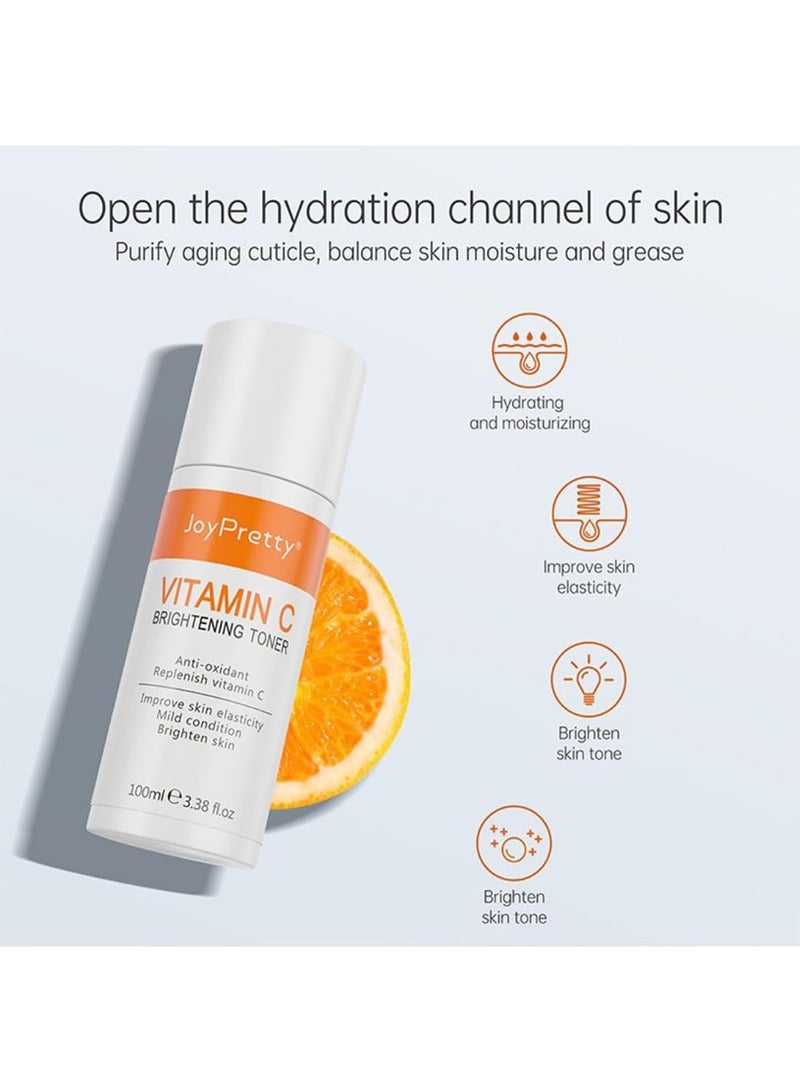 JoyPretty VC Brightening Toner, Vc Toner Intensive Whitening, Vitamin C toners, Vitamin C Moisturizing Toners, Ingredients Deeply Hydrate and Enhance Skin Elasticity, Anti-Oxidant Hydrating Soothing Essential Toner 100ml - Image 3