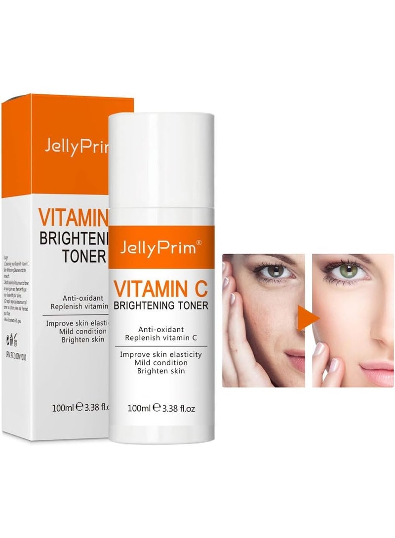 JoyPretty VC Brightening Toner, Vc Toner Intensive Whitening, Vitamin C toners, Vitamin C Moisturizing Toners, Ingredients Deeply Hydrate and Enhance Skin Elasticity, Anti-Oxidant Hydrating Soothing Essential Toner 100ml - Image 1