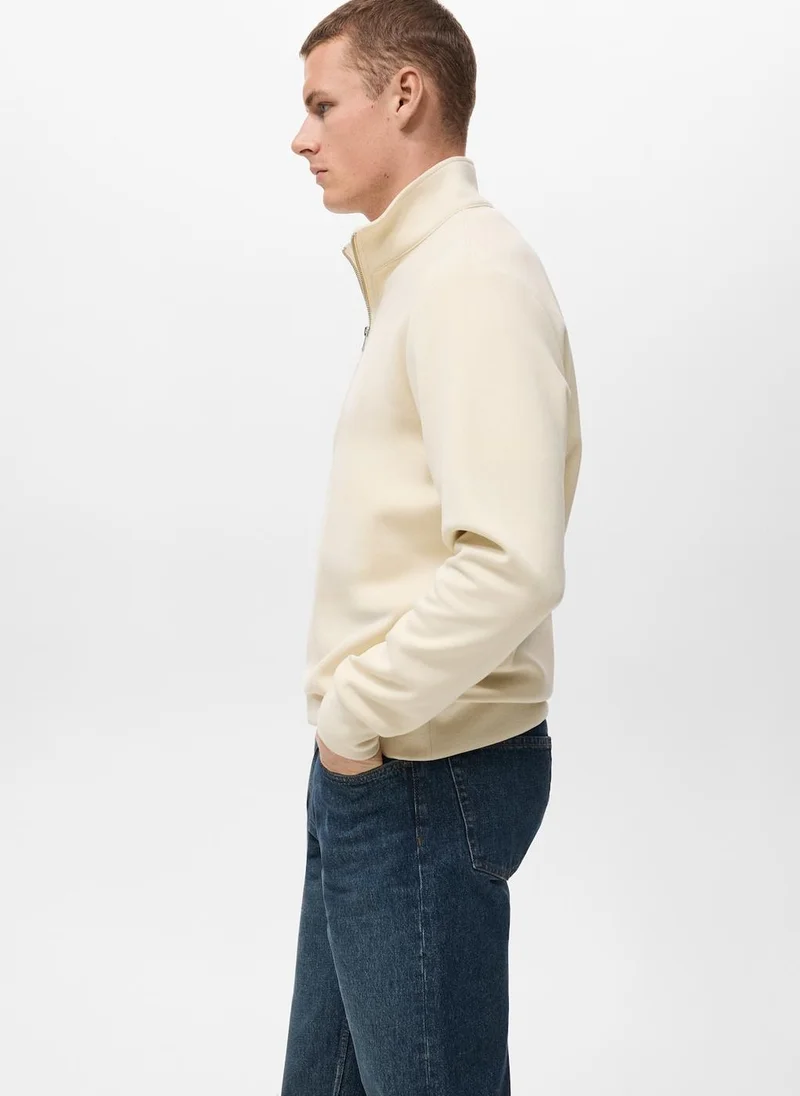 Mango Man Regular-fit cotton sweatshirt with zip