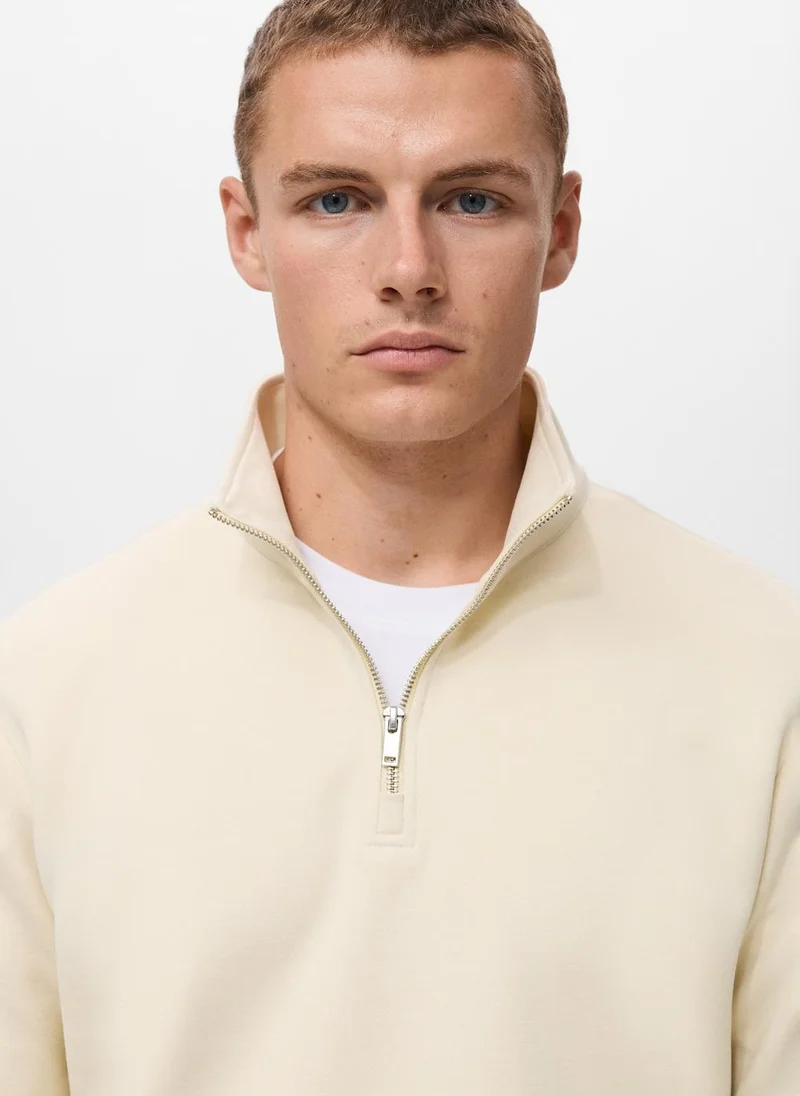 Mango Man Regular-fit cotton sweatshirt with zip