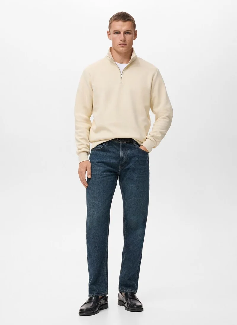 Mango Man Regular-fit cotton sweatshirt with zip