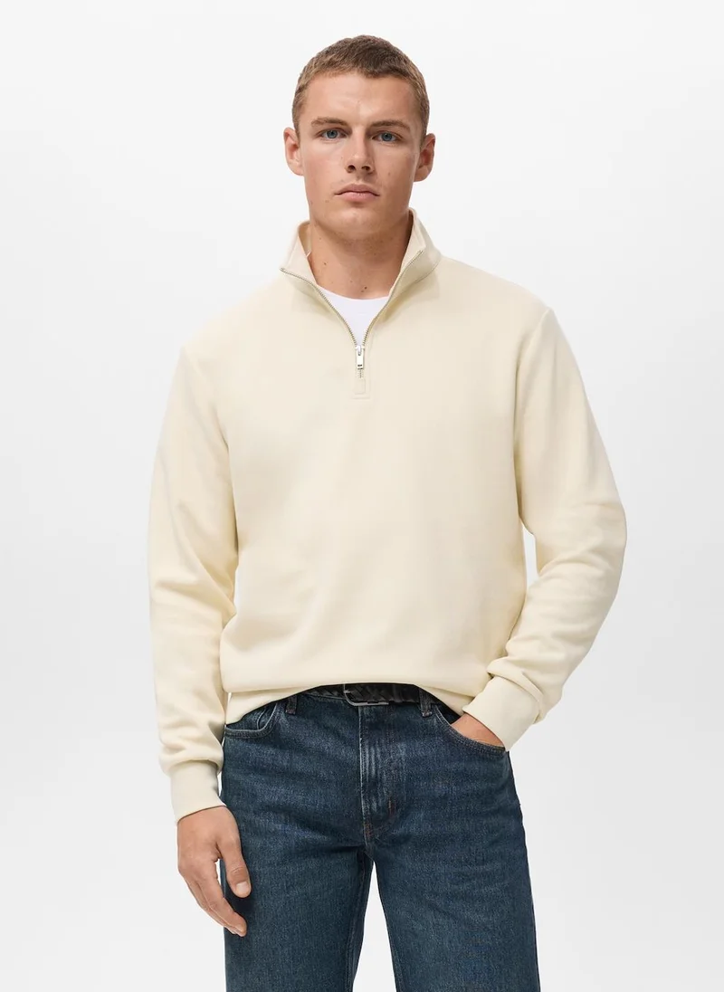 Mango Man Regular-fit cotton sweatshirt with zip