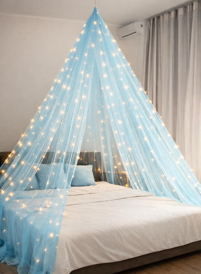 Lazybeee Canopy Tent for Decoration 5 Meter Blue Net Cloth Unstitched Bedroom Canopy Aesthetic Room Decor Backdrop for Wedding Party Home Decoration - Image 1