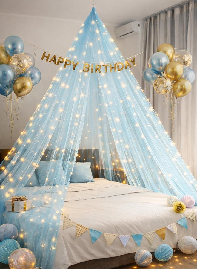 Lazybeee Canopy Tent for Decoration 5 Meter Blue Net Cloth Unstitched Bedroom Canopy Aesthetic Room Decor Backdrop for Wedding Party Home Decoration - Image 2