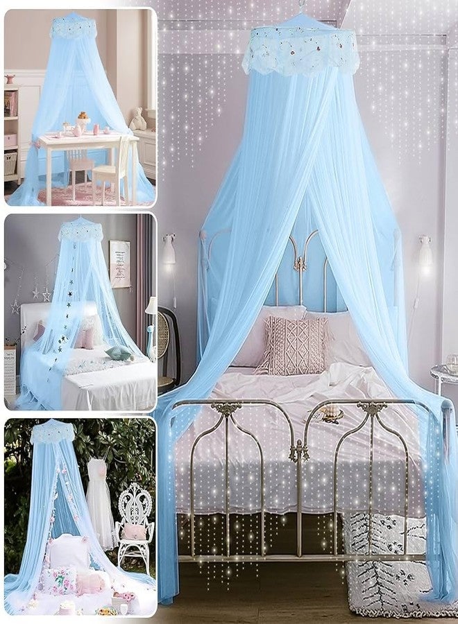 Lazybeee Canopy Tent for Decoration 5 Meter Blue Net Cloth Unstitched Bedroom Canopy Aesthetic Room Decor Backdrop for Wedding Party Home Decoration - Image 4