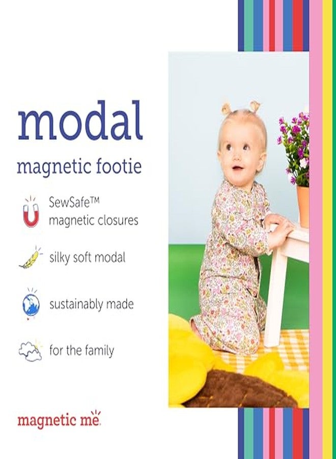 Magnetic Me بيجامة نوم للبنات من ماغنيتيك مي، مصنوعة من مودال ناعم، مزودة بإغلاق مغناطيسي سريع، نومر با با باي، وردي 3-6 أشهر - Image 3