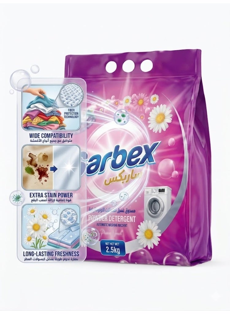 Sarbex Automatic Laundry Detergent Powder with Turkish Excellence Capsule Technology 2.5 Kilo - Image 3