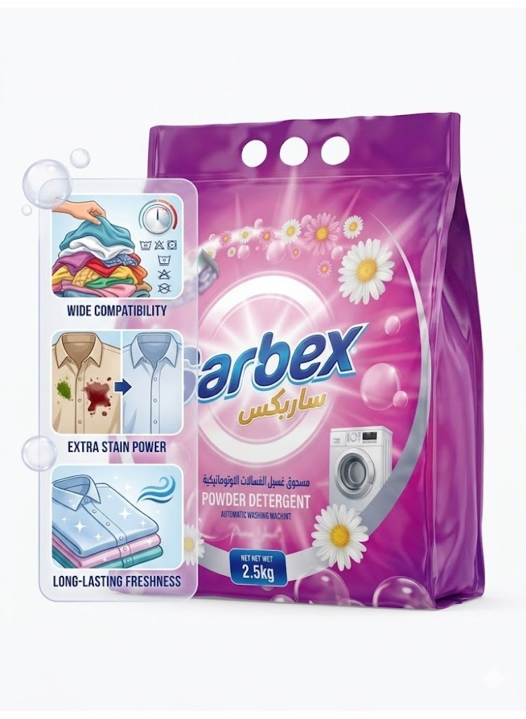 Sarbex Automatic Laundry Detergent Powder with Turkish Excellence Capsule Technology 2.5 Kilo - Image 4