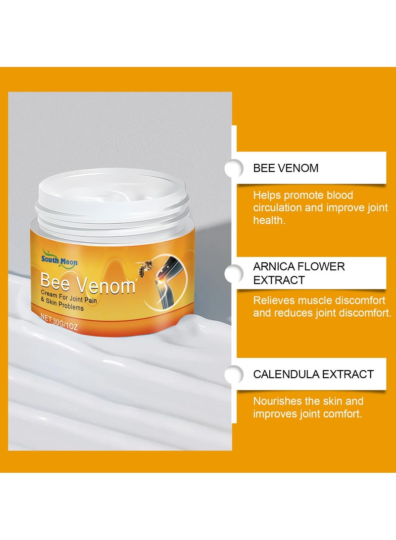 ساوث مون 3-Pack Natural Organic Bee Venom Joint Repair Cream, Relieve Muscle And Joint Pain 30g*3 - Image 5
