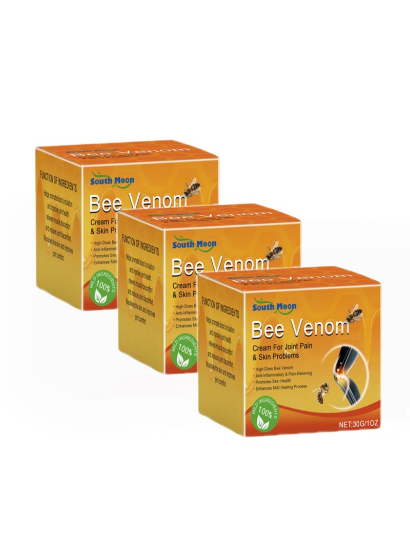 ساوث مون 3-Pack Natural Organic Bee Venom Joint Repair Cream, Relieve Muscle And Joint Pain 30g*3 - Image 1