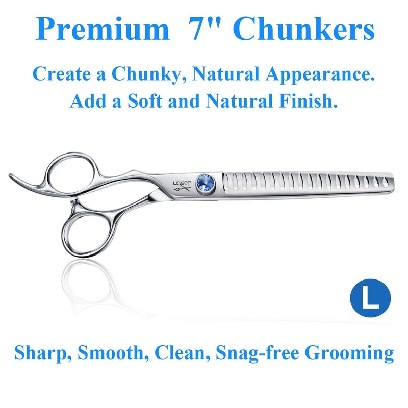 JASON Left Handed 7" 18-Tooth Texturising Dog Grooming Chunkers Scissor, Ergonomic Cats Grooming Shears Pets Trimming Kit with Offset Handle, Sharp, Comfortable Shear Christmas Gift - Image 5