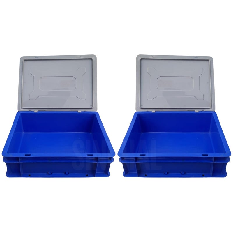 SINGHAL SINGHAL Plastic Crate 40x30x12 CM With Lid Pack of 2 Multipurpose Heavy Duty Portable Crates for storage Shelf Basket for Large Storage Bin Vegetable Fruit Milk  - Image 1