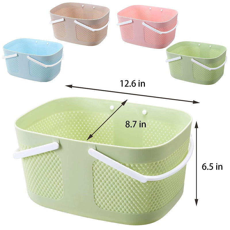 rejomiik Shower Caddy Basket, Portable Large Capacity Thickened Plastic Organizer Storage Tote with Handles Drainage Toiletry Bag Bin for Bathroom, College Dorm Room Essentials, Kitchen, Camp, Gym, Green - Image 5