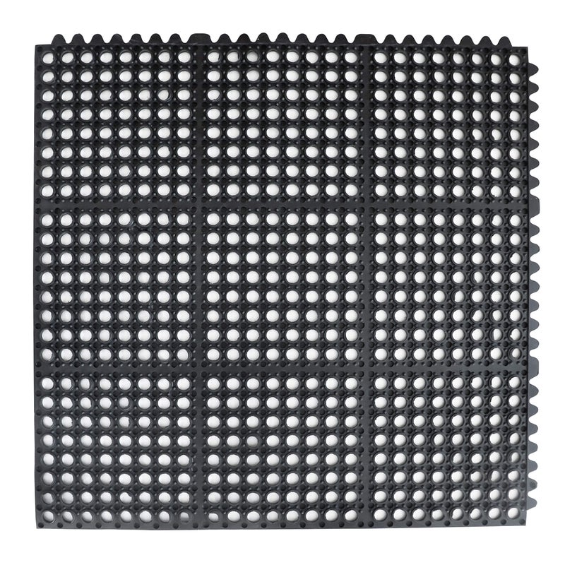 New Star Foodservice New Star Foodservice 54491 Commercial Grade Grease Resistant AntiFatigue Interlocking Rubber Floor Mat 36 x 36 Black 