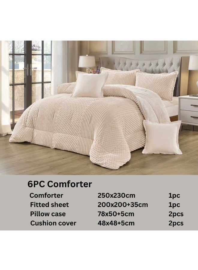 مينج لي مفرش سرير نفرين شتوي 6 قطع وجهين وجه مخمل وجه فرو مقاس كوين 230x250 سم - Image 4