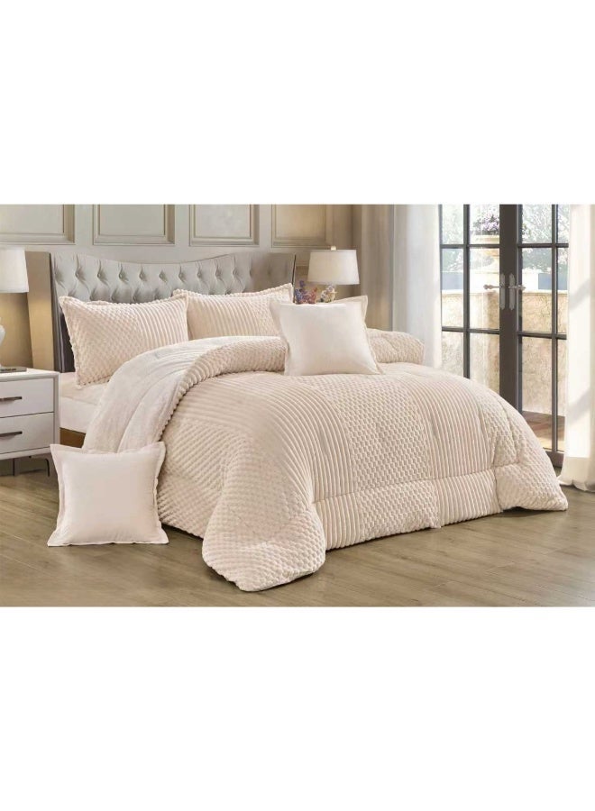 مينج لي مفرش سرير نفرين شتوي 6 قطع وجهين وجه مخمل وجه فرو مقاس كوين 230x250 سم - Image 3