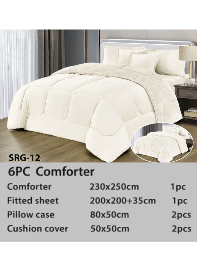 Ming Li 6 Pieces Winter Comforter Set One Velvet Side And One Side Fur Queen Size 230x250 cm  - Image 1