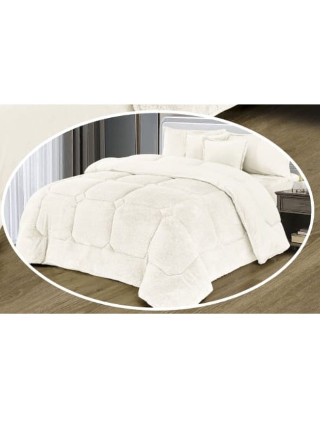 Ming Li 6 Pieces Winter Comforter Set One Velvet Side And One Side Fur Queen Size 230x250 cm  - Image 2