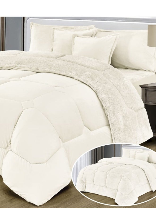 Ming Li 6 Pieces Winter Comforter Set One Velvet Side And One Side Fur Queen Size 230x250 cm  - Image 4