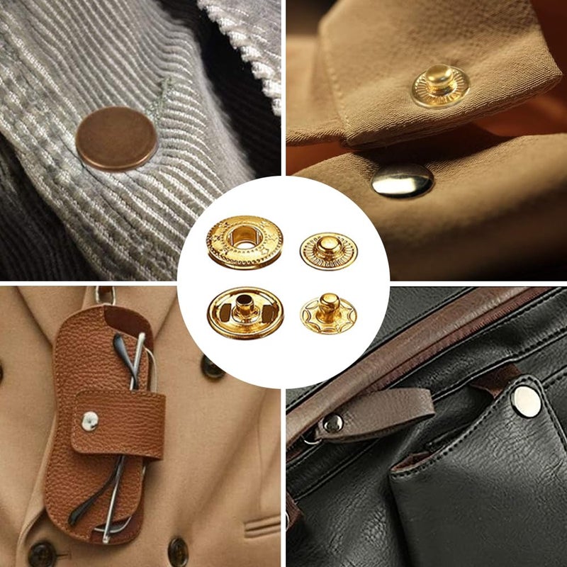 Qfun 120 Set Snap Fasteners Kit for Leather 12mm Metal Button Snaps Press Studs with 4 Setter Tools, 1 Hammer, 4 Color Leather Snaps for Clothes, Jackets, Jeans Wears, Bracelets, Bags - Image 4