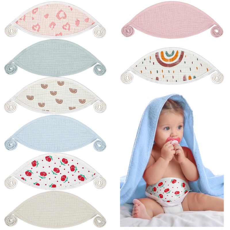 Vabean 8 Pcs Baby Newborn Infant Belly Wrap Adjustable Muslin Comfort Cotton Umbilical Cord Cover Band Infant Umbilical Cord Belly Band Baby Binder Navel Belt for Boy Girl Gifts 012 Months - Image 2