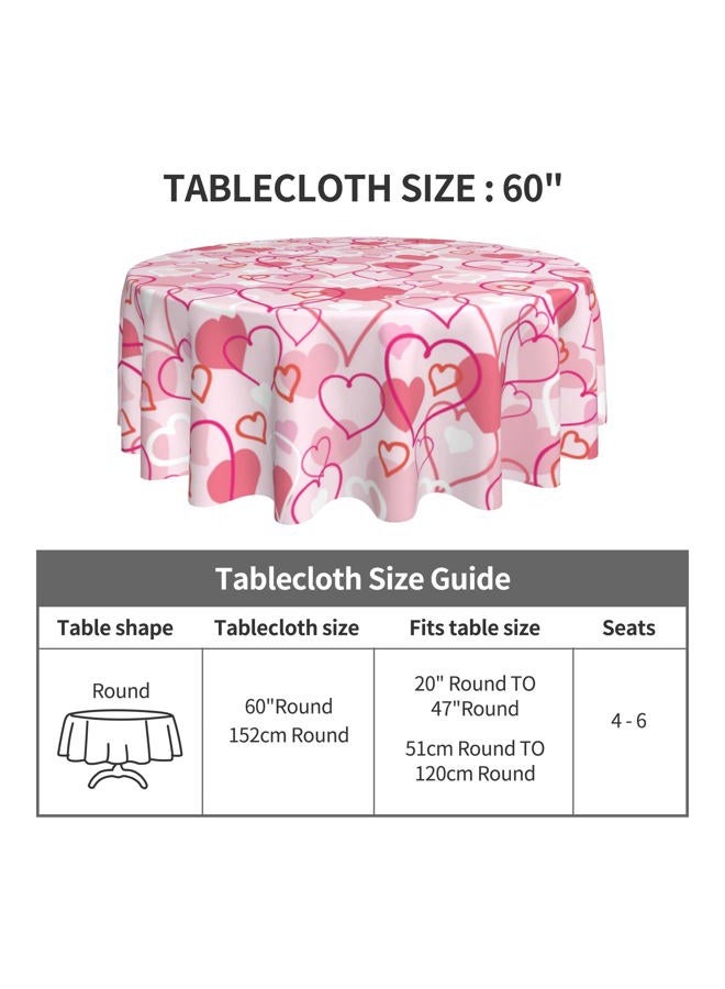 Aitukang Valentines Day Tablecloth Round 60 Inch,Pink Heart Table Cloth Water Resistant Washable Polyester Valentine's Day Table Cover for Kitchen Dining Table Party Decorations - Image 5